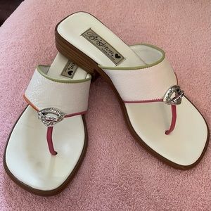 Brighton Lita White/Green/Pink Leather Sandals.